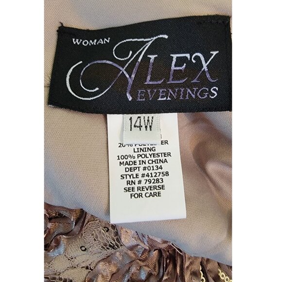 Alex Evenings Embellished Cocktail Dress, Taupe/Metallic, Womens Size 14W - Picture 6 of 8